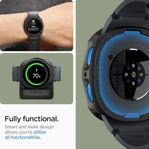 Spigen Liquid Air مصمم لساعة Samsung Galaxy Watch 8 مقاس 44 ملم، غطاء مرن خفيف الوزن من مادة TPU (2025) - أسود مطفي in Saudi Arabia