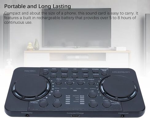 Live Sound Card Mixer, Bluetooth 4.0 Wireless Noise Reduction Sound Card with Dual Phone Connection and Smart Noise Control, for PC Karaoke Live Streaming Podcast in Saudi Arabia