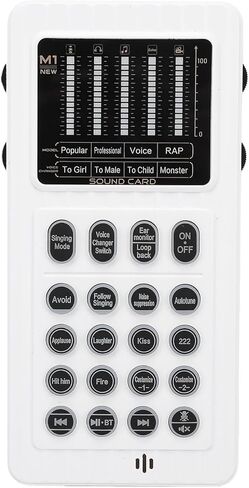 Yoidesu Portable Voice Changer, Bluetooth Sound Card with Voice Changing Effects 8 Modes 10 Level Pitch Adjustment, with Colorful LED Light Effect, for Smartphones Computers in Saudi Arabia