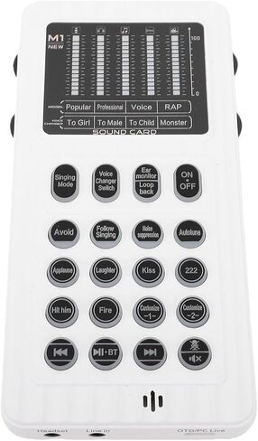 Yoidesu Portable Voice Changer, Bluetooth Sound Card with Voice Changing Effects 8 Modes 10 Level Pitch Adjustment, with Colorful LED Light Effect, for Smartphones Computers in Saudi Arabia