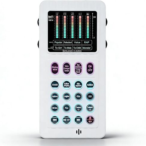 Dpofirs Portable Voice Changer Sound Card, Bluetooth Handheld Live Broadcast Device with 8 Real Time Voice Effects for PC Phone Laptop Streaming Gaming, Plug and Play in Saudi Arabia