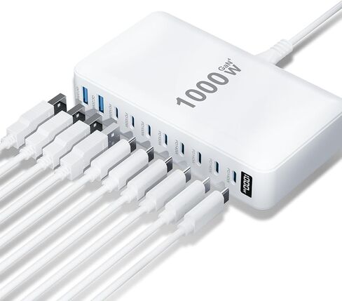 USB C Charger 1000W USB C Charger Block,Upgraded GaN IV 10-Port Charging Station Hub,Travel Essentials 140W Fast Charging Laptop Adapter for MacBook Pro/Air,DELL,Steam Deck,iPhone 17/16,Galaxy S25/24 in Saudi Arabia