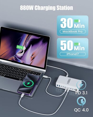 USB C Charger 1000W USB C Charger Block,Upgraded GaN IV 10-Port Charging Station Hub,Travel Essentials 140W Fast Charging Laptop Adapter for MacBook Pro/Air,DELL,Steam Deck,iPhone 17/16,Galaxy S25/24 in Saudi Arabia