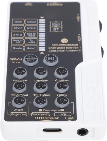 Diyeeni Portable Voice Changer, Bluetooth Sound Card with 8 Sound Effects and Voice Changer Modes, 10 Level Adjustment, Plug and Play, for Live Streaming, Gaming, Podcast in Saudi Arabia