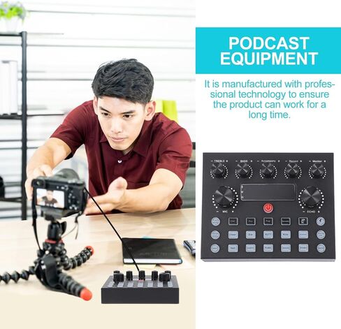 HOMSFOU بطاقة الصوت الخارجية Dj Mixer مع إضاءة Rgb بطاقة الصوت الحية للهاتف المحمول وأجهزة البث الصوتي للكمبيوتر مع مغير الصوت للبالغين in Kuwait