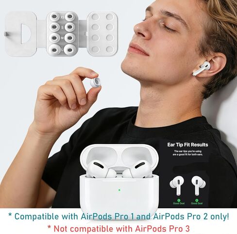 SIXFU 4 Sizes of Ear Tip Replacement Compatible with AirPod Pro and AirPods Pro 2 Ear Tips with Portable Storage Box & Cleaning Kit, Noise Reduction Hole & Dense Dust Guard Screen(XS/S/M/L)-White in Saudi Arabia