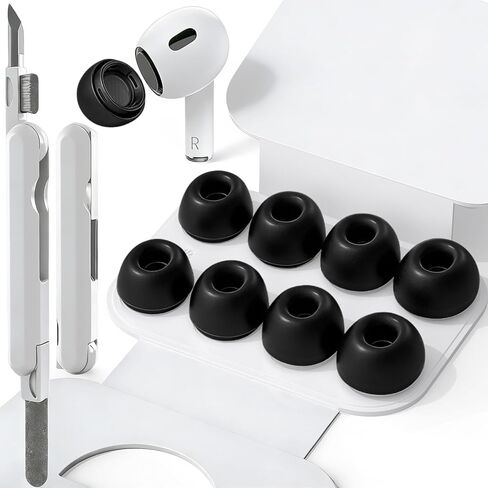 SIXFU 4 Sizes of Ear Tip Replacement Compatible with AirPod Pro and AirPods Pro 2 Ear Tips with Portable Storage Box & Cleaning Kit, Noise Reduction Hole & Dense Dust Guard Screen(XS/S/M/L)-White in Saudi Arabia