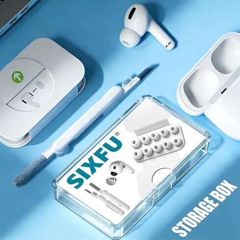 SIXFU 4 Sizes of Ear Tip Replacement Compatible with AirPod Pro and AirPods Pro 2 Ear Tips with Portable Storage Box & Cleaning Kit, Noise Reduction Hole & Dense Dust Guard Screen(XS/S/M/L)-White in Saudi Arabia