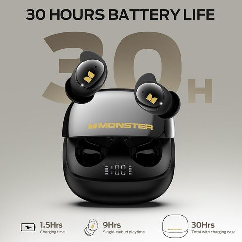 Monster Sleep Ear200، سماعات رأس لاسلكية داخل الأذن، سماعات بلوتوث 6.0 للنوم، مع خاصية إلغاء الضوضاء النشط ANC مصممة لمن ينامون على الجانب، 30 ساعة من صوت ستيريو باس. in Saudi Arabia