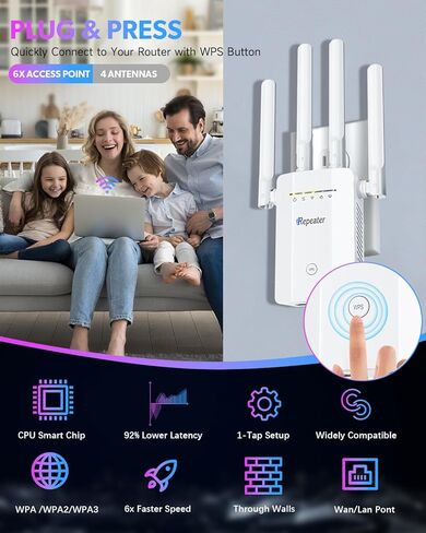 2026 WiFi Extender Signal Booster, up to 18k+sq. ft and 88+ Devices, Internet Booster for Home, Wireless Internet Repeater and Signal Amplifier w/Ethernet Port, Mesh WiFi 15X Faster Access Point in Saudi Arabia