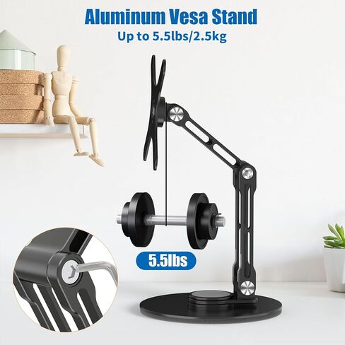 Portable Monitor Stand VESA Mount, Tilt & Rotation Joints Use Metal Hinges, Foldable Aluminum Desk Mount for 13-18.5 Inch & up to 5.5 lbs Small Monitors, Suitable for Home Office Travel (Black) in Saudi Arabia