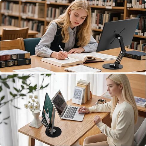 Portable Monitor Stand VESA Mount, Tilt & Rotation Joints Use Metal Hinges, Foldable Aluminum Desk Mount for 13-18.5 Inch & up to 5.5 lbs Small Monitors, Suitable for Home Office Travel (Black) in Saudi Arabia