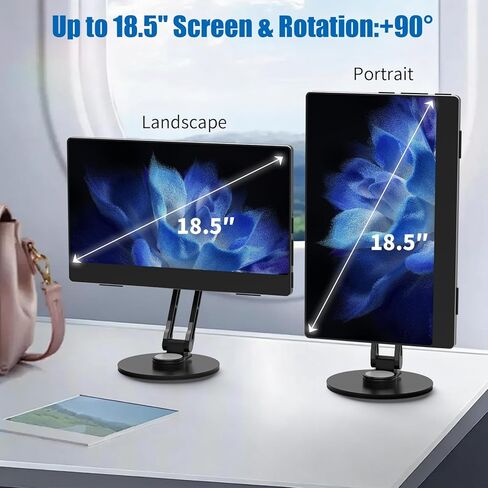 Portable Monitor Stand VESA Mount, Tilt & Rotation Joints Use Metal Hinges, Foldable Aluminum Desk Mount for 13-18.5 Inch & up to 5.5 lbs Small Monitors, Suitable for Home Office Travel (Black) in Saudi Arabia