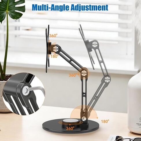 Portable Monitor Stand VESA Mount, Tilt & Rotation Joints Use Metal Hinges, Foldable Aluminum Desk Mount for 13-18.5 Inch & up to 5.5 lbs Small Monitors, Suitable for Home Office Travel (Black) in Saudi Arabia