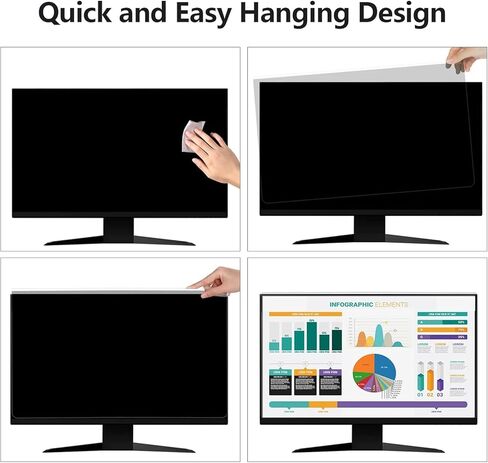 [2-Pack] Computer Privacy Screen for Monitor, 27 Inch Hanging Privacy Screen Filter, Anti Blue Light Screen Protector Shield, Universal for Aspect Ratio 16:9 Screen in Saudi Arabia