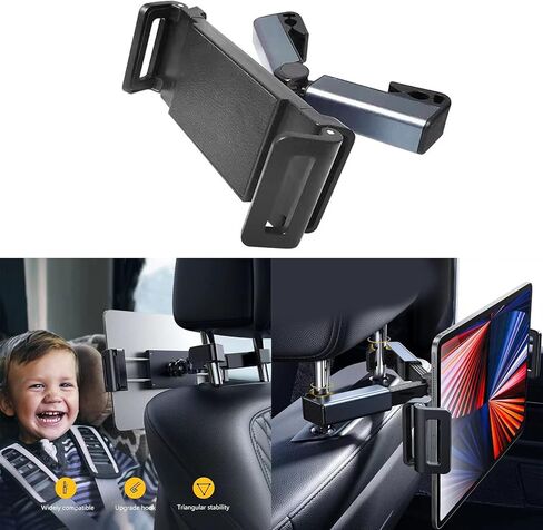 Flexible Car Headrest Tablet Mount Holder Seat Back Tablet Holder 360° Rotate for Tablets Headrest Bracket in Saudi Arabia