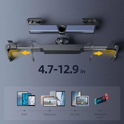 Flexible Car Headrest Tablet Mount Holder Seat Back Tablet Holder 360° Rotate for Tablets Headrest Bracket in Saudi Arabia