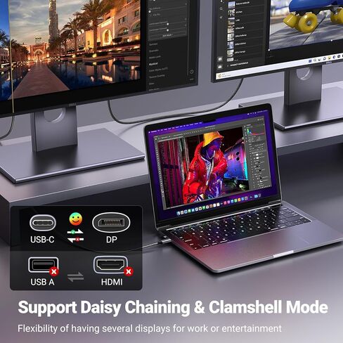 كابل UGREEN USB C إلى DisplayPort 1.4 8K@60 هرتز 4K@240 هرتز Thunderbolt أحادي الاتجاه إلى DisplayPort حزمة سلك مع كابل USB C إلى HDMI مع محول شحن سريع 140 وات PD 8K@60 هرتز in Kuwait