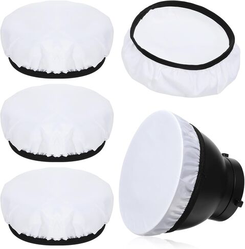 7 Inch Light Diffuser Sock, Soft White Cloth Lamp Cover, for 5.5 to 7 Inch Studio Strobe Reflectors, Ring Light, Flash, Wedding Photography, Video Shooting(4pcs) in Saudi Arabia