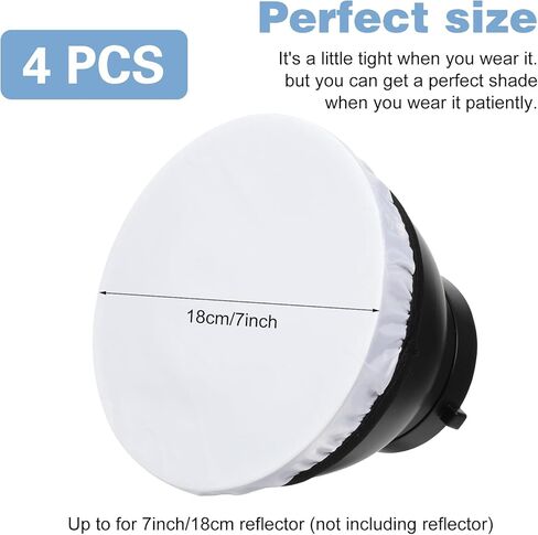 7 Inch Light Diffuser Sock, Soft White Cloth Lamp Cover, for 5.5 to 7 Inch Studio Strobe Reflectors, Ring Light, Flash, Wedding Photography, Video Shooting(4pcs) in Saudi Arabia