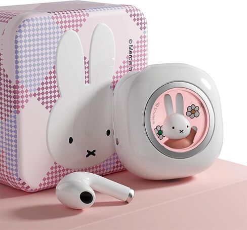 Miffy Bluetooth 5.3 Earbuds-Pro - IPX5 مقاومة للماء، عناصر تحكم باللمس، علبة حديدية ثلاثية الأبعاد رائعة قابلة لإعادة الاستخدام. (وردي) in Kuwait