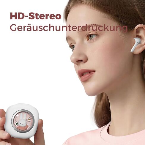 Miffy Bluetooth 5.3 Earbuds-Pro - IPX5 مقاومة للماء، عناصر تحكم باللمس، علبة حديدية ثلاثية الأبعاد رائعة قابلة لإعادة الاستخدام. (وردي) in Kuwait