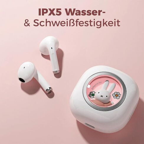 Miffy Bluetooth 5.3 Earbuds-Pro - IPX5 مقاومة للماء، عناصر تحكم باللمس، علبة حديدية ثلاثية الأبعاد رائعة قابلة لإعادة الاستخدام. (وردي) in Kuwait