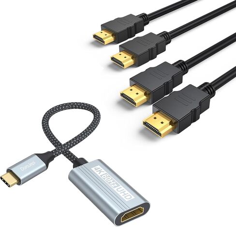 4K USB C to HDMI Adapter+4K HDMI Cable 6FT 2-Pack, Type C to HDMI for Monitor Compatible with Thunderbolt 5/4/3 for MacBook Air/Pro, iPhone 17/16 in Saudi Arabia