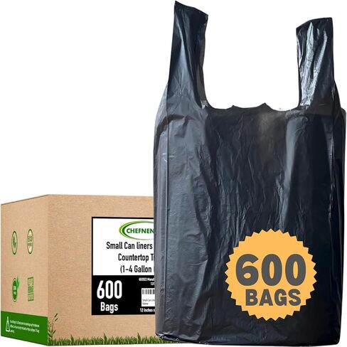 T-shirt Biodegradable Black Plastic Bags (600 ct.) Small Can Liners Grocery Size Pet Waste Bags Compatible with Arm & Hammer Swivel Bin & Rake pooper scooper (11.5" x 6.5" x 22") Multipurpose Bags in Saudi Arabia