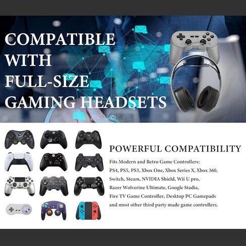 GEEKRIA Wall Mount Controller & Headphone Holder, Acrylic Dual Storage Hook, Wall Mounted Gamepad Stand for 8BitDo Pro 2, Ultimate, Space Saving Gaming Accessories (Clear) in Saudi Arabia