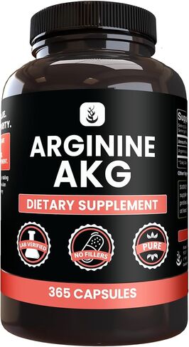 مكونات أصلية نقية أرجينين AAKG (365 كبسولة) بدون مغنيسيوم أو حشو أرز، نقي دائمًا، تم التحقق منه معمليًا in Kuwait