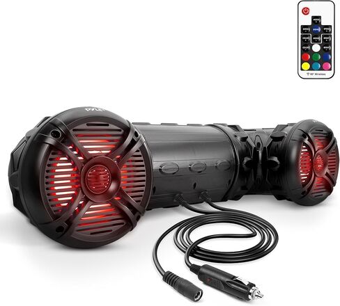 Pyle Marine ATV Powered Speakers - 4.0 Wireless Bluetooth, 1000Watt, Color Changing LED Lights, IP44 Waterproof, 8" Dual Audio Sound System for UTV, Golf Carts, Jetski and Snowmobile in Saudi Arabia
