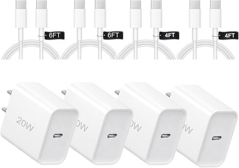 شاحن i Phone 17 16، شاحن من النوع c شحن سريع، محول طاقة USB مع كابلات شحن من c إلى c، كتلة شواحن حائط c لهاتف iPhone 17 16 15 in Kuwait
