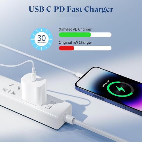 شاحن i Phone 17 16، شاحن من النوع c شحن سريع، محول طاقة USB مع كابلات شحن من c إلى c، كتلة شواحن حائط c لهاتف iPhone 17 16 15 in Kuwait