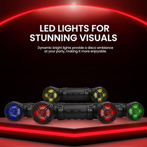 Pyle Marine ATV Powered Speakers - 4.0 Wireless Bluetooth, 1000Watt, Color Changing LED Lights, IP44 Waterproof, 8" Dual Audio Sound System for UTV, Golf Carts, Jetski and Snowmobile in Saudi Arabia