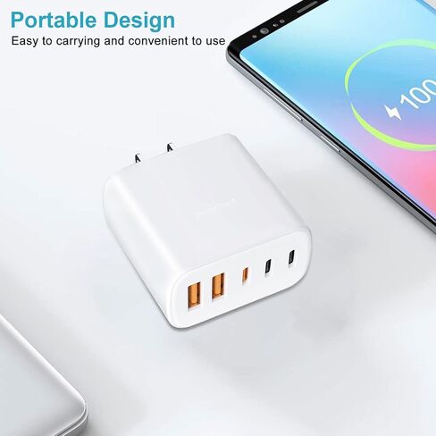 60W USB-C Fast Charging Kit (Includes Cables: 4ft + 6ft), 5-Port Wall Plug Power Adapter, Compatible with iPhone 17/16/15/Pro Max Series, iPad, Samsung S25/S24 in Kuwait