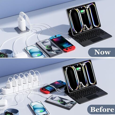 كتلة شاحن USB C، كتل شحن 6 في 1 بقدرة 50 وات، شاحن حائط سريع 20 وات نوع C و3.1 أمبير USB، محول شحن هاتف متعدد المنافذ لهاتف iPhone 17/16/15/14/13/12 Pro Max/iPad/Galaxy S25 والهواتف الأخرى in Kuwait