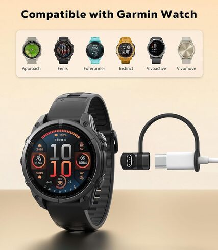 3Pack Type-C Garmin Watch Charger Adapter, Charging Cable Connector for Garmin Fenix 8/7/6/5, Vivoactive 6/5/4, Venu 4/3/2, Forerunner 970/570/965/265/255/165/55, Instinct, Epix, Black in Saudi Arabia