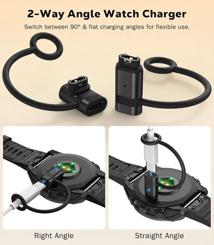 3Pack Type-C Garmin Watch Charger Adapter, Charging Cable Connector for Garmin Fenix 8/7/6/5, Vivoactive 6/5/4, Venu 4/3/2, Forerunner 970/570/965/265/255/165/55, Instinct, Epix, Black in Saudi Arabia