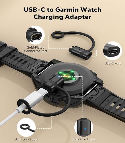 3Pack Type-C Garmin Watch Charger Adapter, Charging Cable Connector for Garmin Fenix 8/7/6/5, Vivoactive 6/5/4, Venu 4/3/2, Forerunner 970/570/965/265/255/165/55, Instinct, Epix, Black in Saudi Arabia