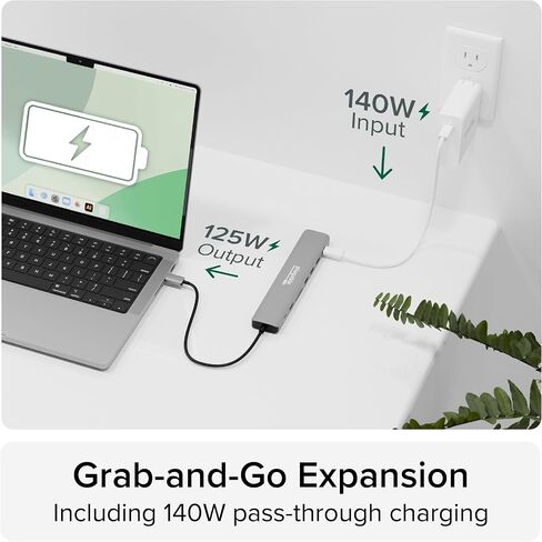 USB-C Power & Connectivity Bundle: Plugable 9-in-1 USB-C Hub + 140W GaN Charger + 240W USB4 Cable | 4K/8K Display, 10Gbps Data, Ethernet, 140W PD in Saudi Arabia