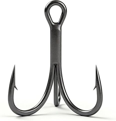 50pcs High Carbon Steel Fishing Treble Hooks - Super Sharp Solid Triple Barbed 3X Strong Professional V Design, Size 4/6/8/10/12/14, Saltwater and Freshwater Replacement Hooks in Saudi Arabia