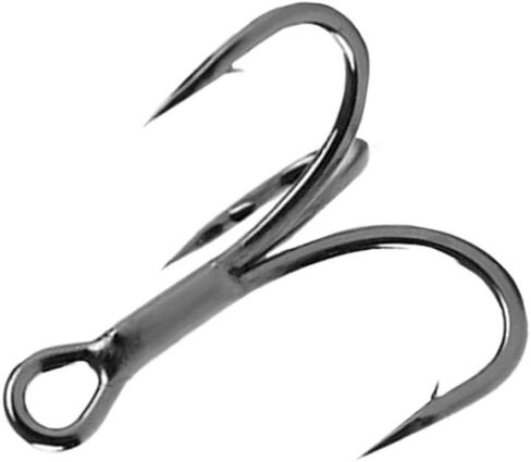 50pcs High Carbon Steel Fishing Treble Hooks - Super Sharp Solid Triple Barbed 3X Strong Professional V Design, Size 4/6/8/10/12/14, Saltwater and Freshwater Replacement Hooks in Saudi Arabia