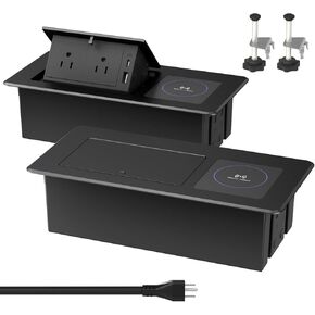 Pop Up Power Strip with 2 AC,1 USB A/C Port and Wireless Charging,Recessed Power Outlet with 20W PD USB A,USB C Port and 15W Wireless Charging,Desk Outlet with 6ft Cord in Saudi Arabia