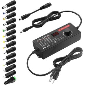 SHNITPWR مصدر طاقة عالمي قابل للتعديل DC 4V ~ 24V 3A 5A 6A 144W AC / DC محول مع شاحن USB C PD 100W 100V-240V AC إلى DC محول محول طاقة متغير 24V، 14 نصيحة، كابل طاقة بمشبك التمساح in Kuwait