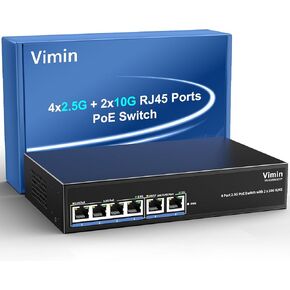 18 Port 10G/2.5G Ethernet Switch with Dual 10GBASE-T, Vimin 16 X 2.5G +2 x 10Gb RJ45 Ports Unmanaged Switch, 80Gbps Capacity, 10G Switch Desktop/Wall Mount Network Switch for NAS, PC, Wireless AP in Kuwait