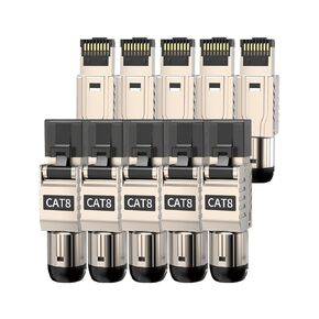 10 عبوات من موصلات RJ45 أداة مجانية Cat 8، Cat8 قابس إنهاء المجال المحمي RJ45 وحدات المقابس لـ 2000 ميجا هرتز 2 جيجا هرتز 40 جيجا كابل LAN صلب محمي مزدوج 22AWG-24AWG in Kuwait