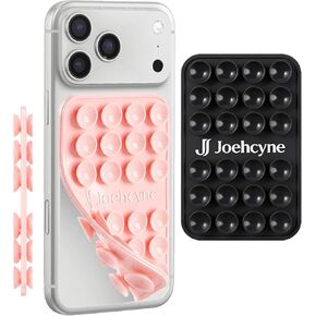 Suction Grip for Phone Case, Double Sided Silicone Suction Phone Mount, Non-Slip Strong Sticky Holder, Hands-Free for Selfie & Video, Compatible with iPhone Android, Light Pink+ Black - 2 Pack in Saudi Arabia