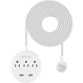 سلك تمديد 25 قدم، شريط طاقة NTONPOWER مع سلك تمديد طويل، 3 منافذ 4 منافذ USB محطة شحن سطح المكتب المدمجة، حامل على الحائط لغرفة المعيشة التلفزيونية، النوم، المكتب ومنضدة - أبيض in Kuwait