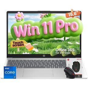 HP 15.6" Touchscreen Laptop for Business & Study, Intel Core i7-1355U, 20GB RAM, 512GB SSD, FHD Display, Iris Xe Graphics, Win 11 Pro, Copilot, Webcam, WiFi 6 & BT, Office 365 for the Web in Kuwait